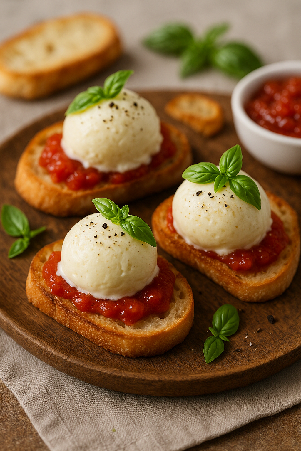 Ricetta Gourmet: Crostini con Gelato al Parmigiano e Confettura di Pomodoro – Aperitivo Italiano Originale